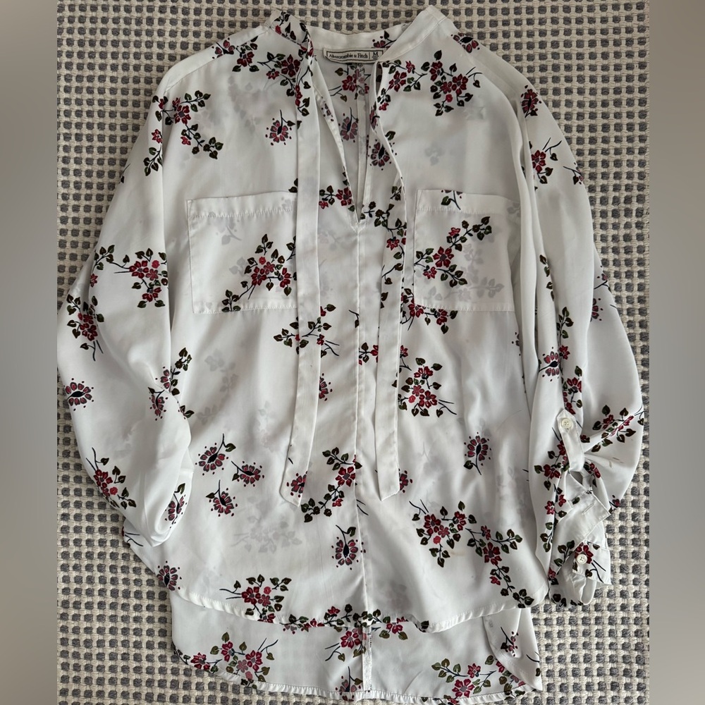 A&F silk floral blouse